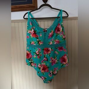 Time and Tru Blue and Pink one piece swimsuit plus size